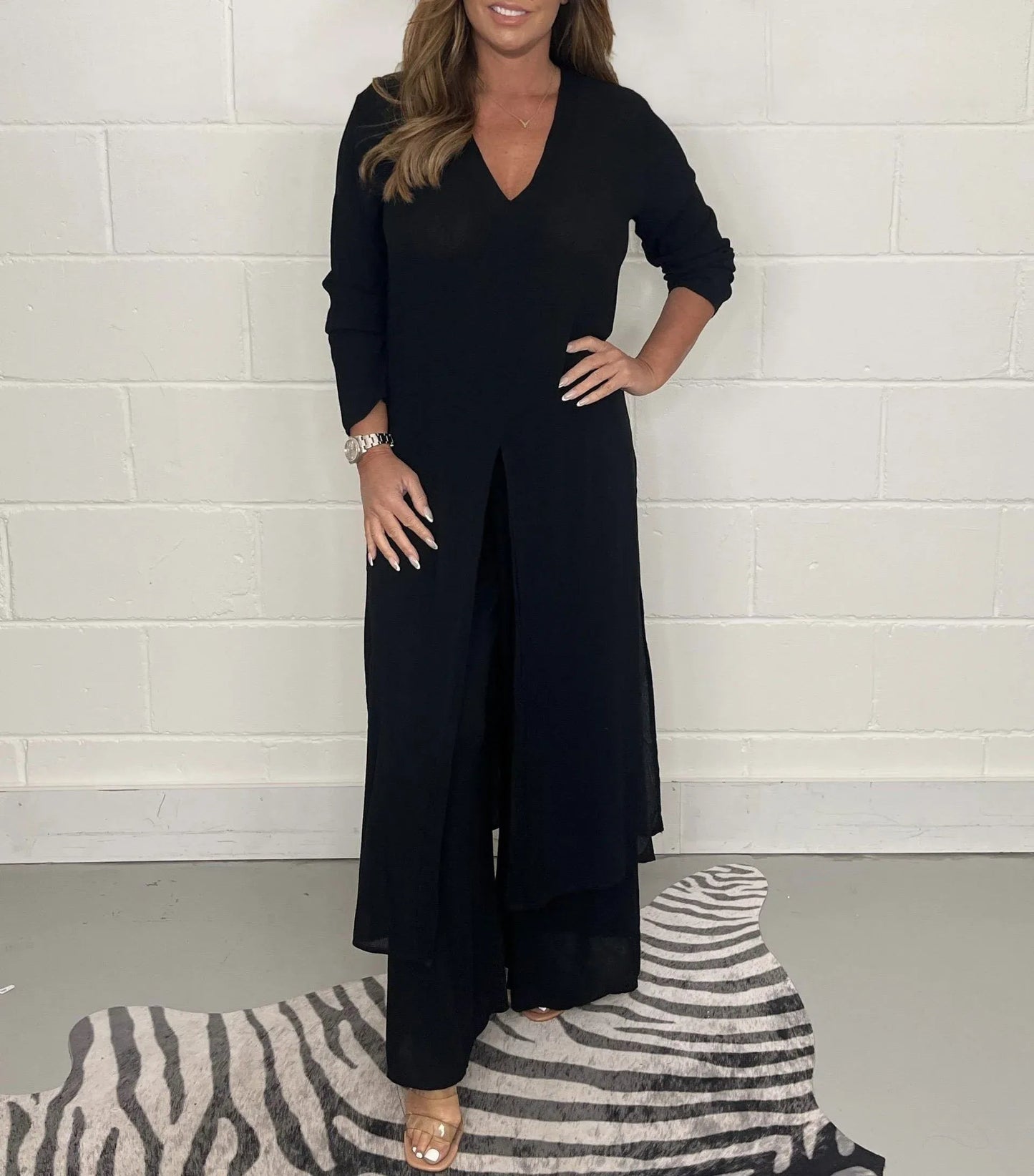 💃Spring Sale ⏳Two Piece Casual Long Top and Casual Trousers😍