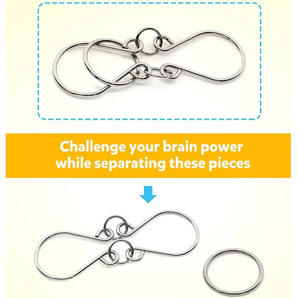 🧠🔠Metal Puzzle Ring Eight-Piece Blue Version Brain Teasers
