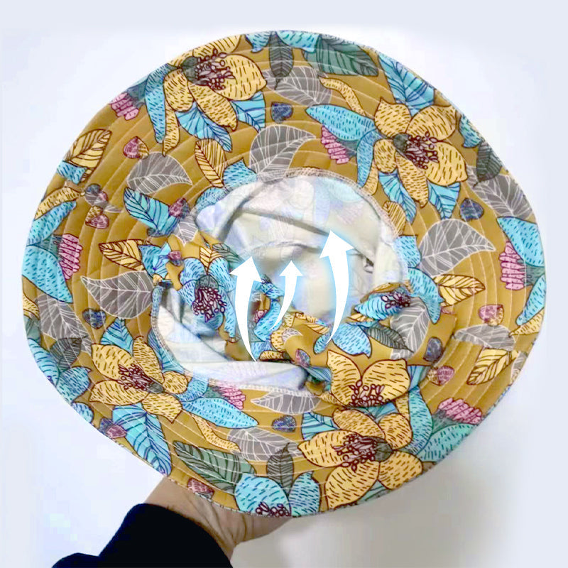 💥Floral Large Brimmed Sun Hat with Mask