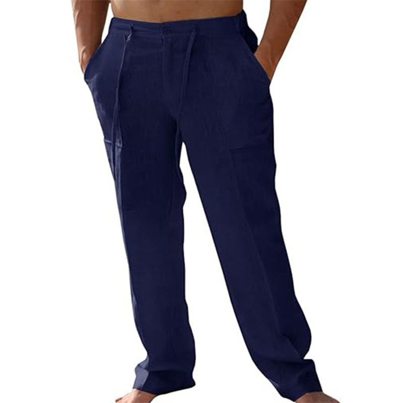 ๐ Men's Casual Pants โ Elastic Waist, Cotton Blend, Relaxed Fit ๐