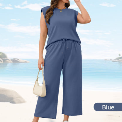 💜  Women's Casual Sleeveless Top & Wide-Leg Pants Set