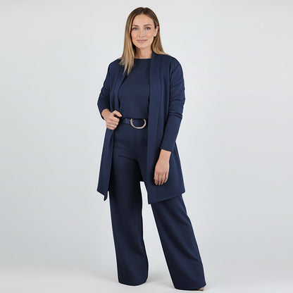 Elegant 3-piece Set Including Long Cardigan, Top And Pants💞