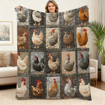 🐔Vintage Flannel Blanket with Chicken Pattern