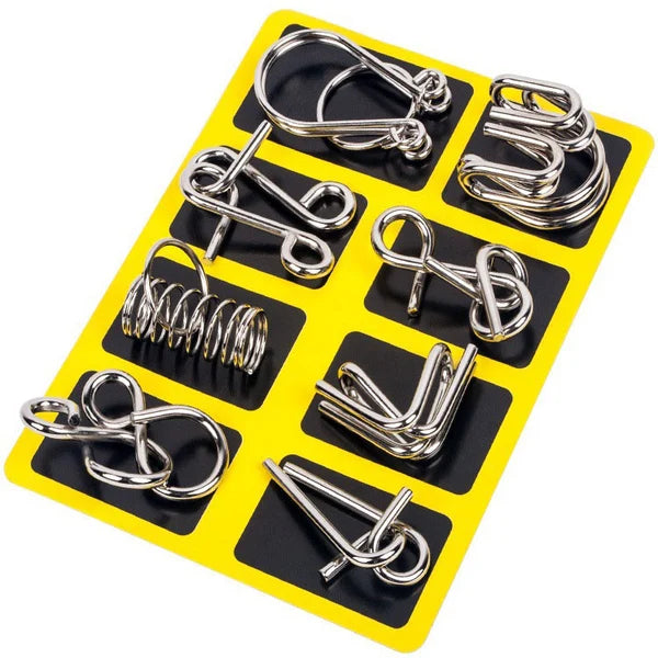 🧠🔠Metal Puzzle Ring Eight-Piece Blue Version Brain Teasers