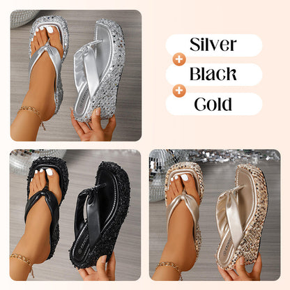 👠Women's Thick-Soled Sequined Flip-Flops