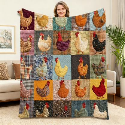 🐔Vintage Flannel Blanket with Chicken Pattern