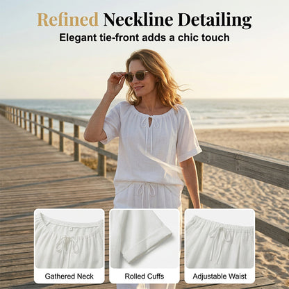 Women's Drawstring Top & Pants 2-Piece Set – Relaxed Fit, Comfortable & Perfect for Lounging or Everyday Style 🌸