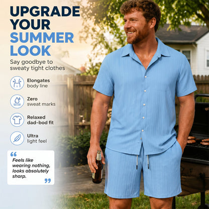 Men's Loose Short Sleeve Shirt & Shorts 2-Piece Set