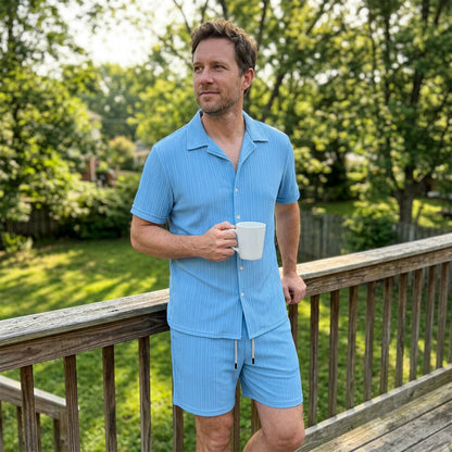 Men's Loose Short Sleeve Shirt & Shorts 2-Piece Set