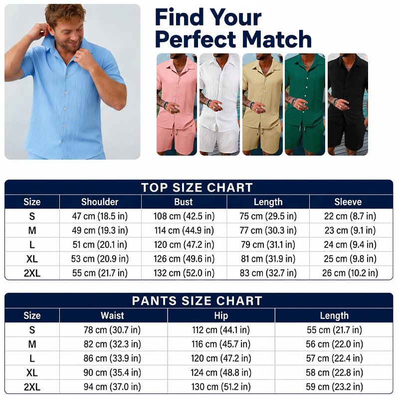 Men's Loose Short Sleeve Shirt & Shorts 2-Piece Set