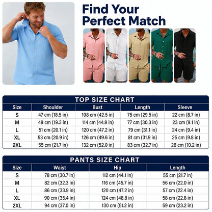 Men's Loose Short Sleeve Shirt & Shorts 2-Piece Set