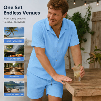 Men's Loose Short Sleeve Shirt & Shorts 2-Piece Set