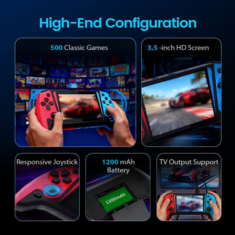 🔥 500-in-1 Large Screen Handheld Classic Game Console