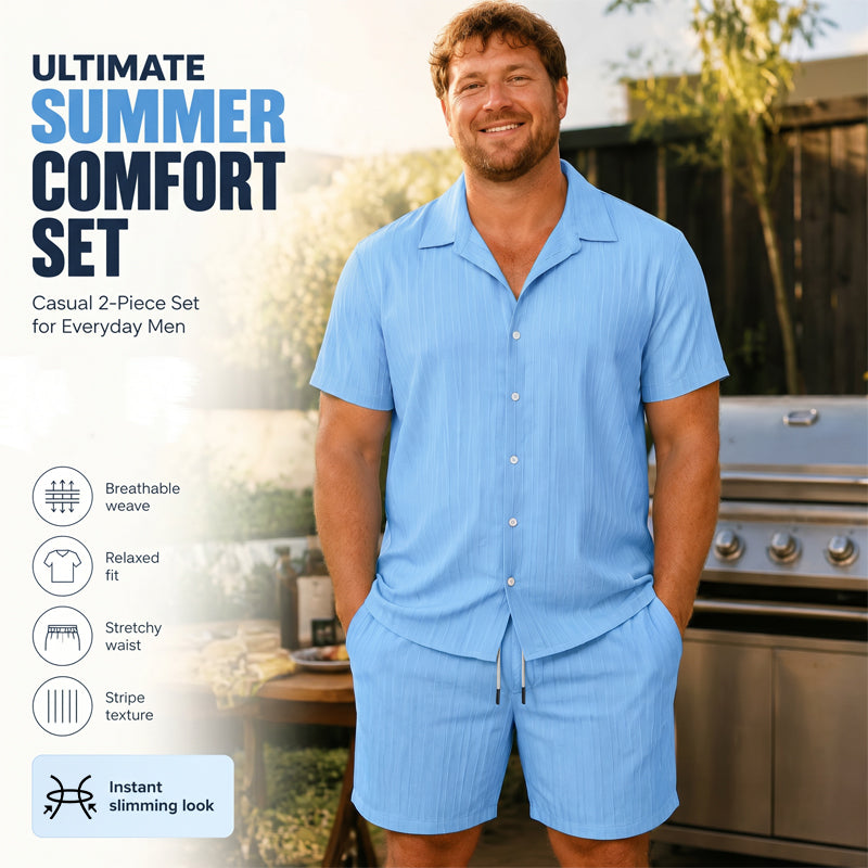 Men's Loose Short Sleeve Shirt & Shorts 2-Piece Set