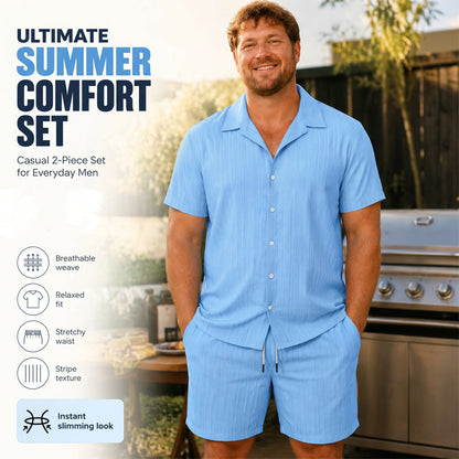 Men's Loose Short Sleeve Shirt & Shorts 2-Piece Set