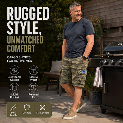 🩳 Men's Casual Relaxed Fit Cargo Shorts – Multi-Pockets, Breathable, Rugged 🌲