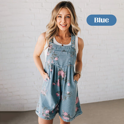 🌸New Fashion🌸 Vintage Floral Printed Denim Jumpsuit