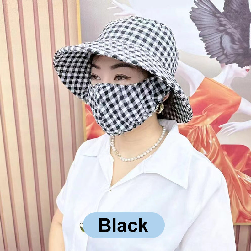 💥Floral Large Brimmed Sun Hat with Mask