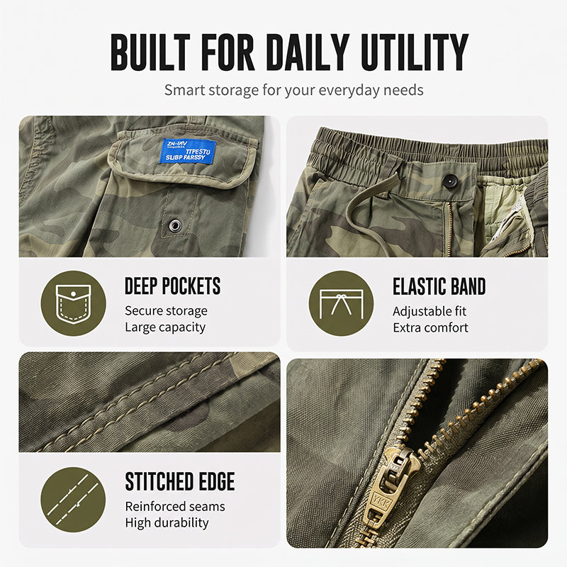 🩳 Men's Casual Relaxed Fit Cargo Shorts – Multi-Pockets, Breathable, Rugged 🌲