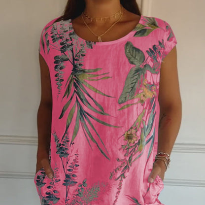 🌸Women's Botanical Print Round Neck Dress
