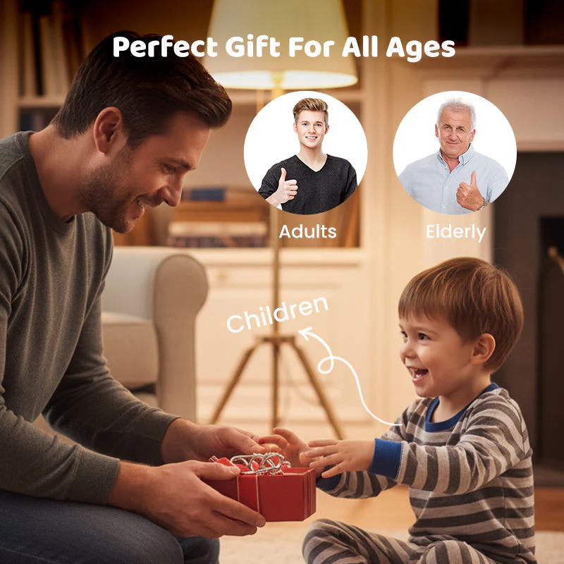 🧠🔠Metal Puzzle Ring Eight-Piece Blue Version Brain Teasers