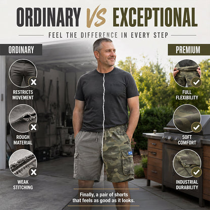 🩳 Men's Casual Relaxed Fit Cargo Shorts – Multi-Pockets, Breathable, Rugged 🌲