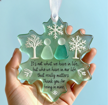 🌊Snowflake-Shaped Sea Glass Friendship Decor❄✨ Shaped by Nature & Crafted by Hand!