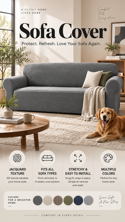 🔥Jacquard Sofa Cover with High Elasticity and Anti-slip Straps