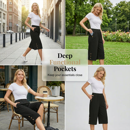 👖New Arrival❣️Women's Casual Comfortable Elastic Waist Capri Pants