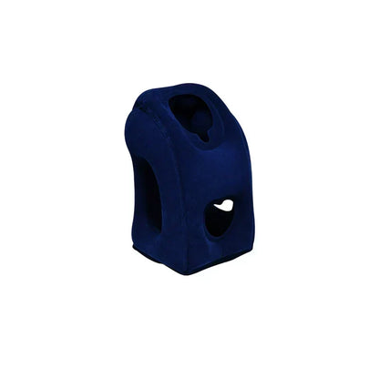 Inflatable Ergonomic Hollow-Cutout Travel Pillow – PVC Flocking, Quick Inflate, With Storage Bag ✨