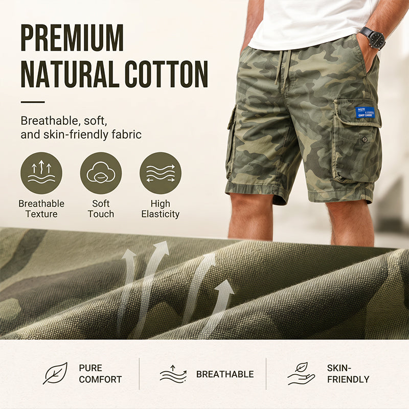 🩳 Men's Casual Relaxed Fit Cargo Shorts – Multi-Pockets, Breathable, Rugged 🌲