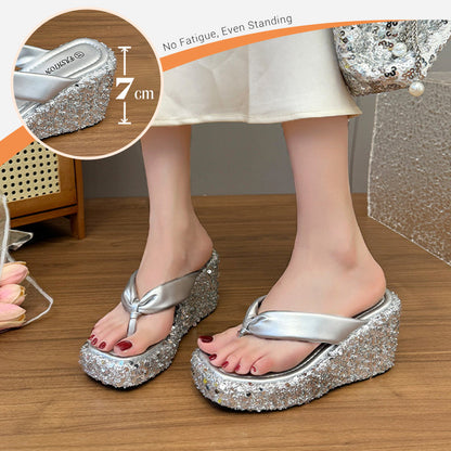 👠Women's Thick-Soled Sequined Flip-Flops