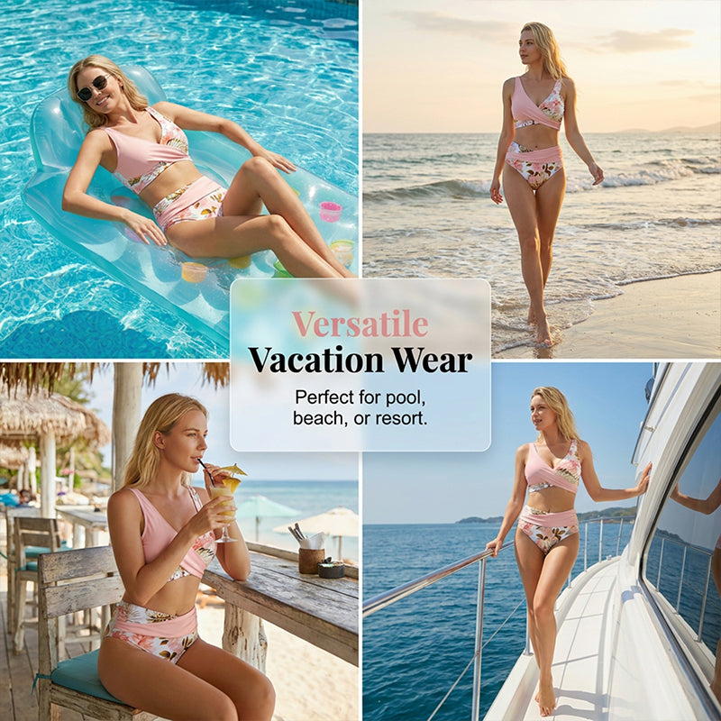 Women's Floral Print High Waist Bikini Set