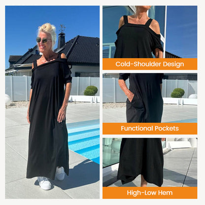 🏖️Summer Specials💃Women's Cold Shoulder Casual Maxi Dress