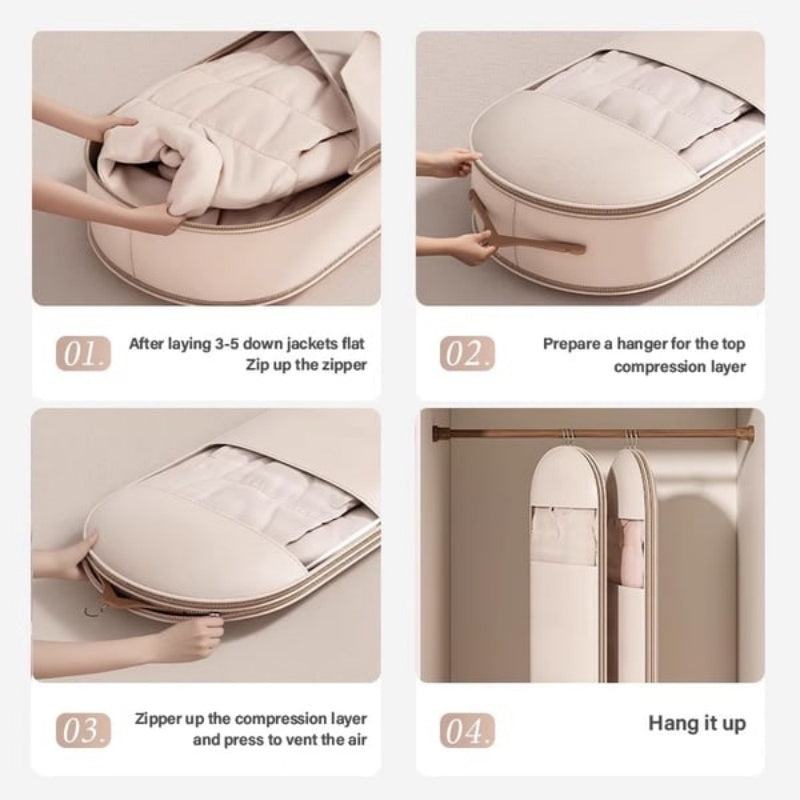 Space Saving Hanging Garment Bag with Self Compression Zipper