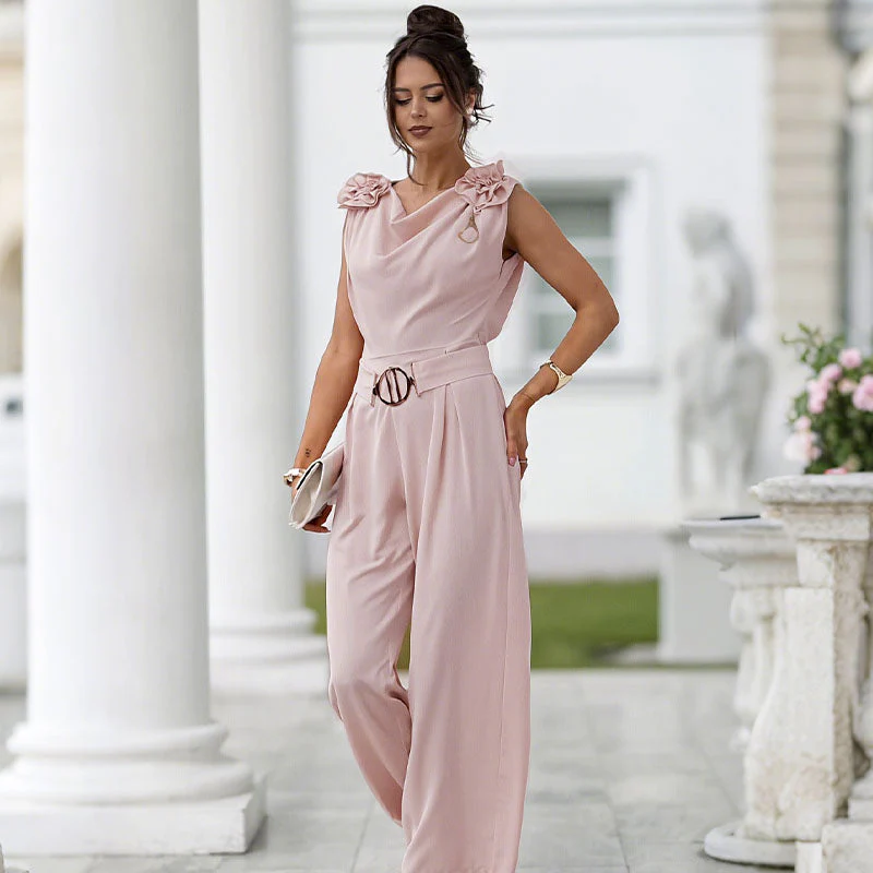 🔥Women's Floral-Embellished Sleeveless Jumpsuit