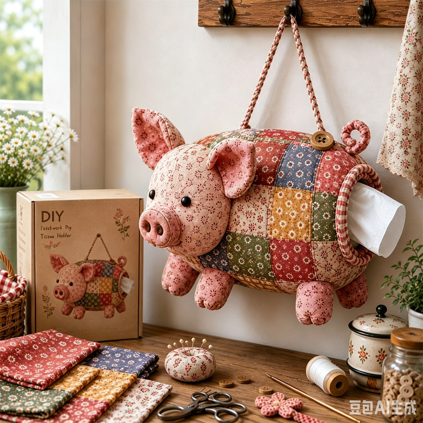 🧵🐻 DIY Animal Tissue Holder – sew, hang, and brighten any space!
