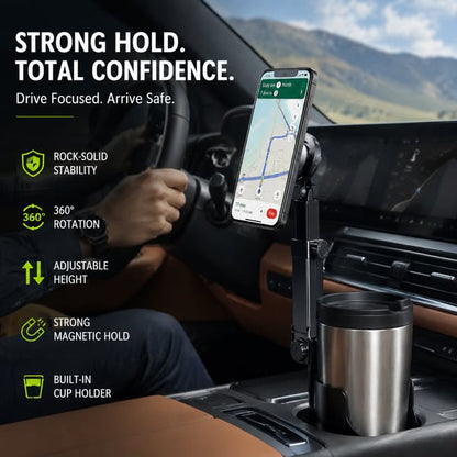 🥳🧲Car Cup Holder Phone Mount – 360° Adjustable, Strong N52 Magnet, One-Hand Operation, Fits All Phones, Stable Magnetic & Clamp Models for Safe Driving