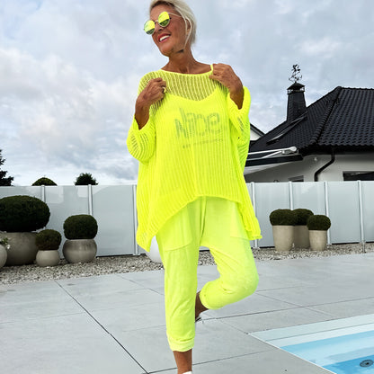 🌸Women's Letter Print Jumpsuit + Hollow Smock Leisure Suit