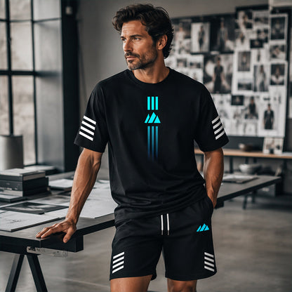 👕Men's Summer T-Shirt & Shorts Set – Gradient design, breathable & lightweight – Perfect for hot days & casual outings 🩳