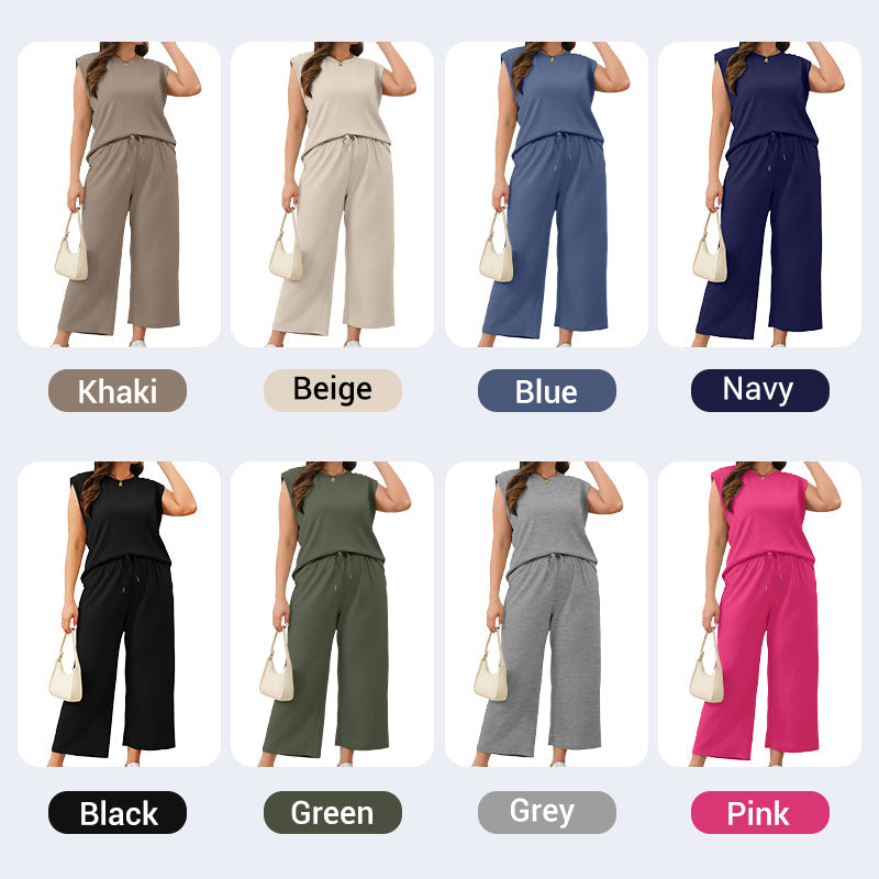 💜  Women's Casual Sleeveless Top & Wide-Leg Pants Set
