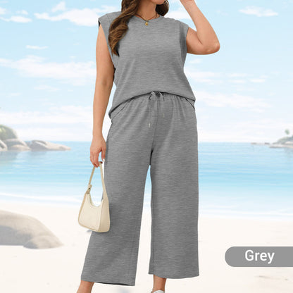 💜  Women's Casual Sleeveless Top & Wide-Leg Pants Set