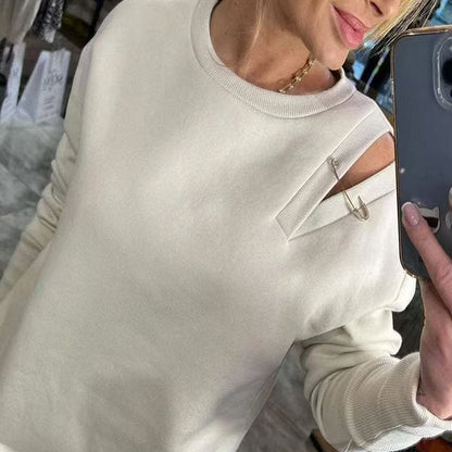 🍂Stylish Round-Neck Side-Slit Long-Sleeve Loose Midi Dress ✨