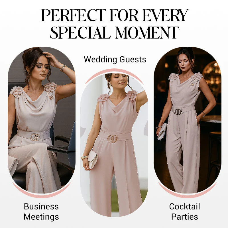 🔥Women's Floral-Embellished Sleeveless Jumpsuit