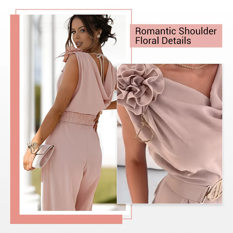 🔥Women's Floral-Embellished Sleeveless Jumpsuit