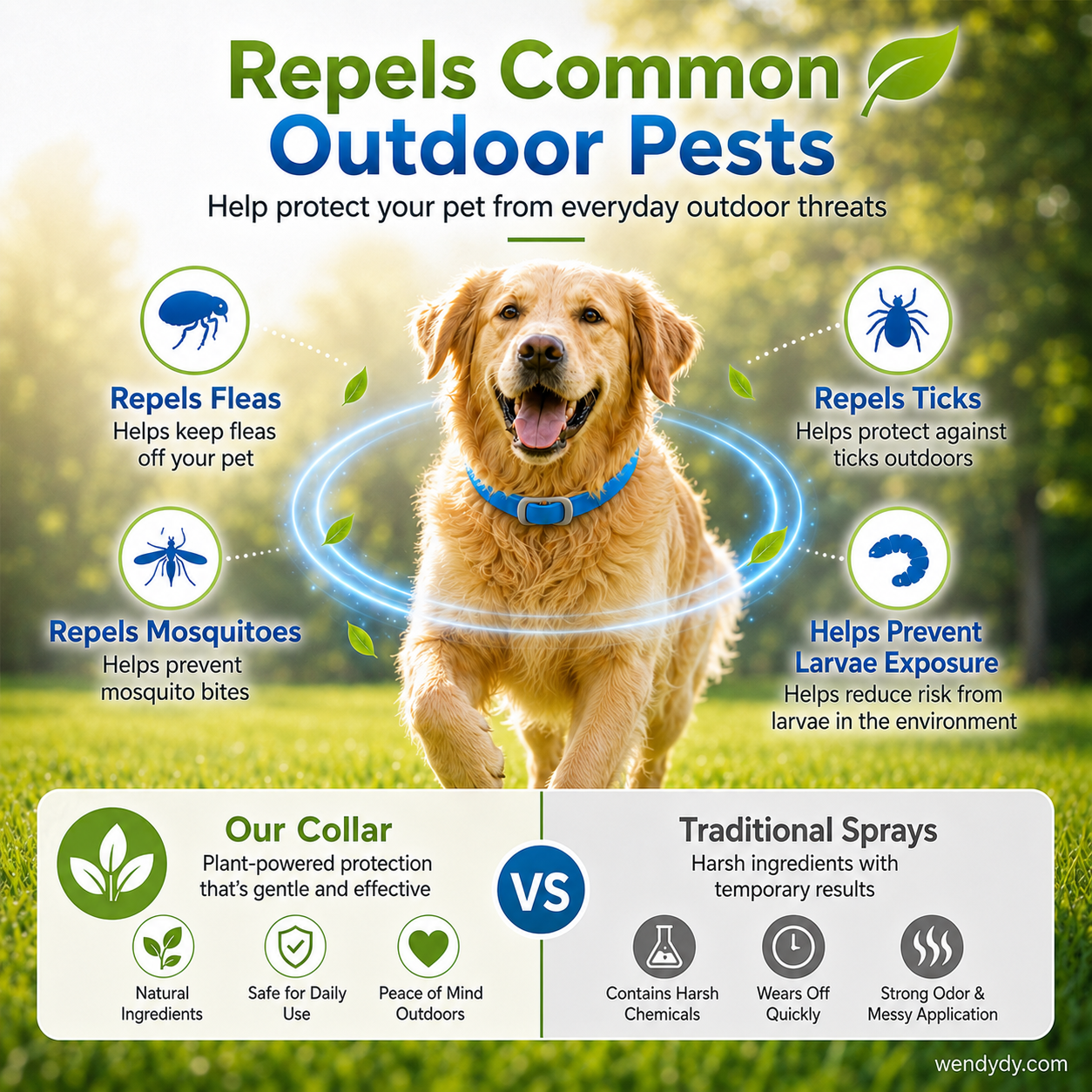 🌿🛡️ Natural Essential Oil Pet Collar – 8‑month flea & tick protection. Plant‑based, no harsh chemicals. Safe for dogs & cats! 🐾✨