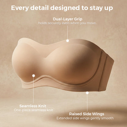 Strapless Push-Up Bra – 360° Non-slip, Wireless & Breathable. 🛡️✨