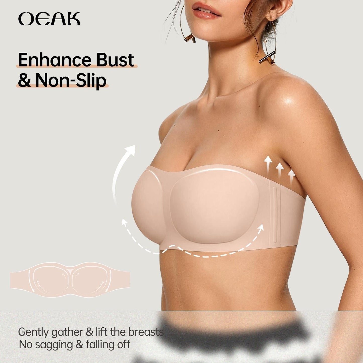 Strapless Push-Up Bra – 360° Non-slip, Wireless & Breathable. 🛡️✨