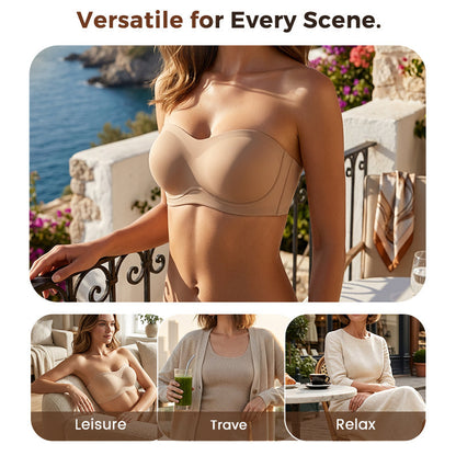 Strapless Push-Up Bra – 360° Non-slip, Wireless & Breathable. 🛡️✨