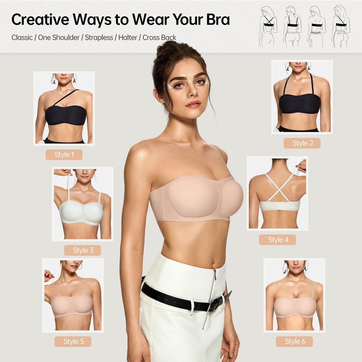 Strapless Push-Up Bra – 360° Non-slip, Wireless & Breathable. 🛡️✨
